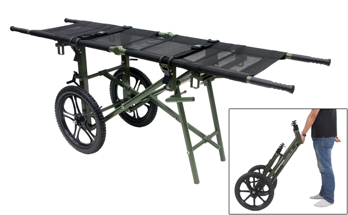 Carrello con ruote per barella